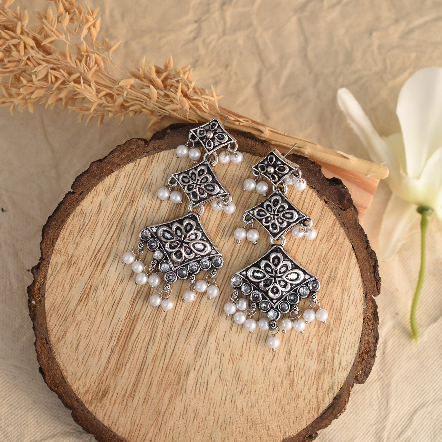 Indira Oxidised Earrings