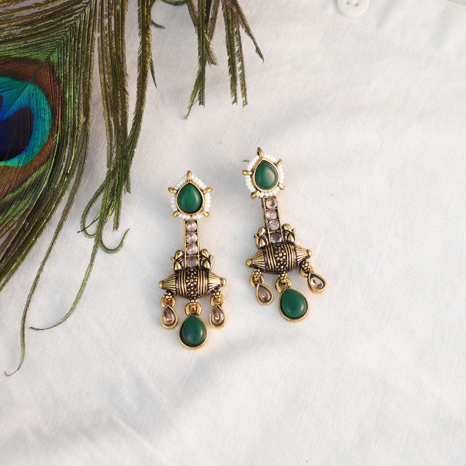 Apsara Green Oxidised Earrings