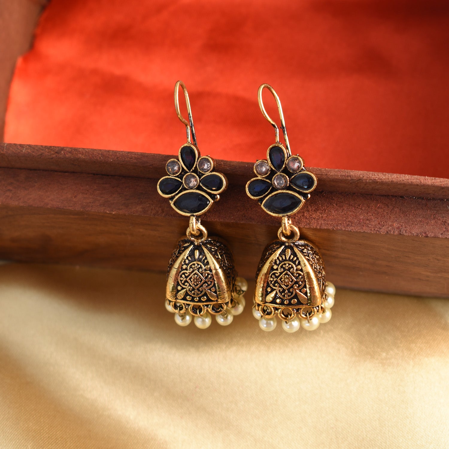 Mrinalini Blue Jhumka Earrings