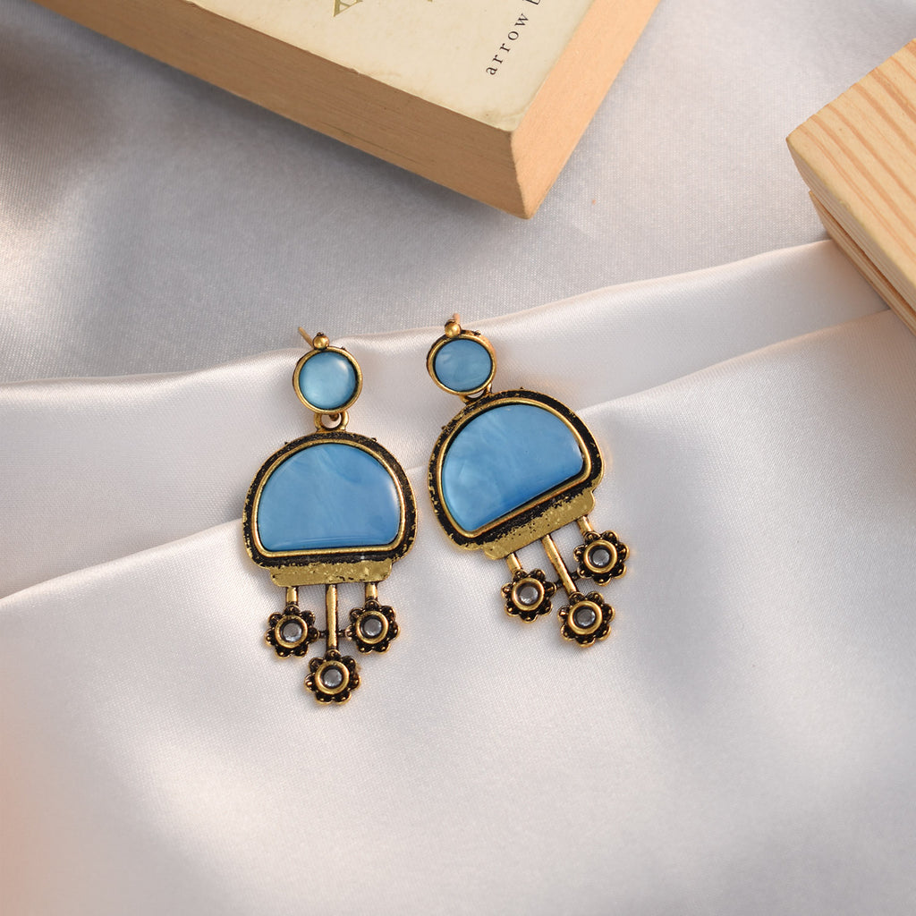 Kalpana Blue Antique Drop Earrings