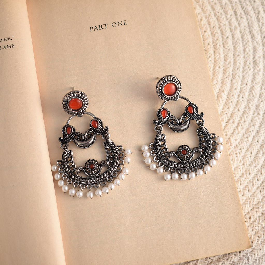Gauri Oxidised Red Chandbalis