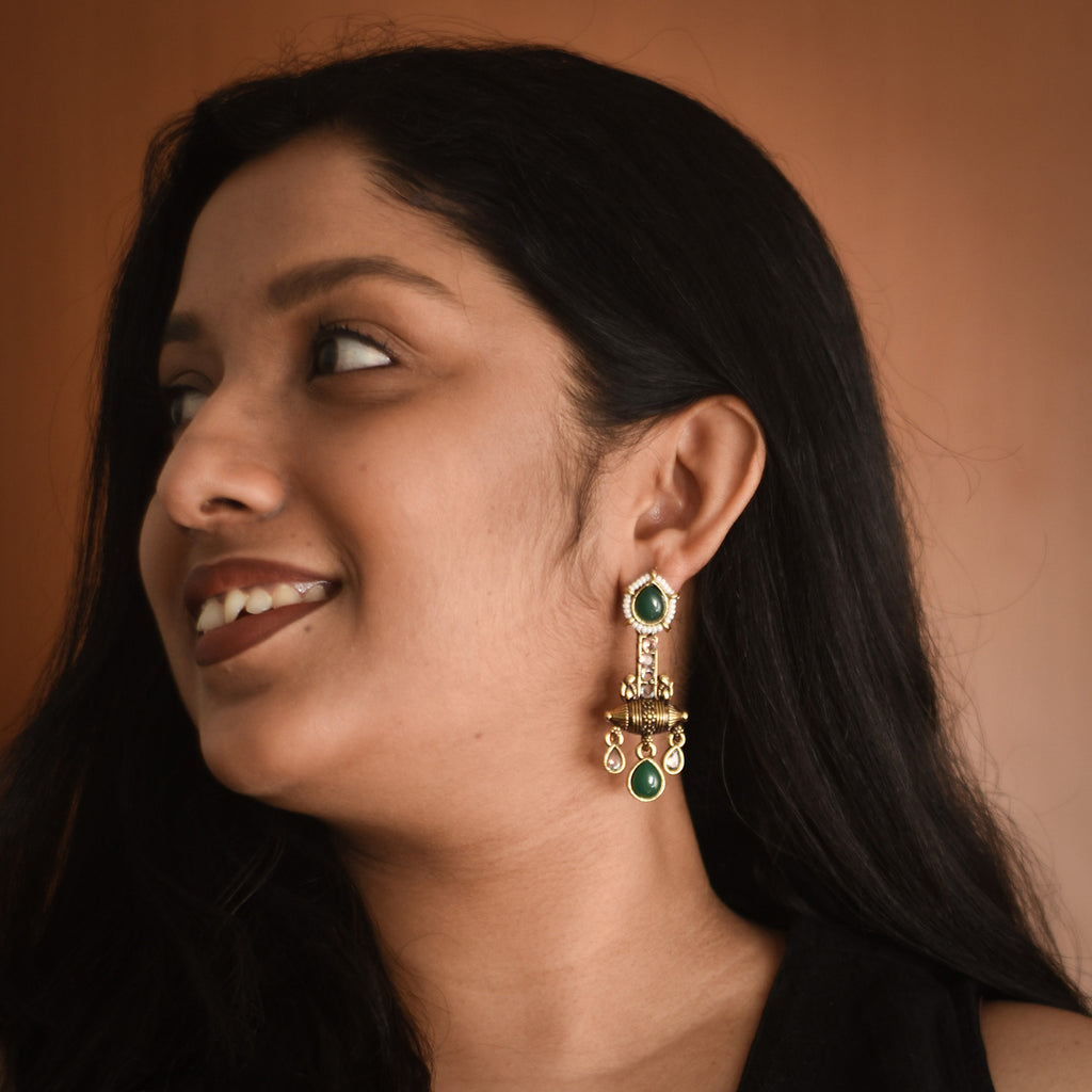 Apsara Green Oxidised Earrings