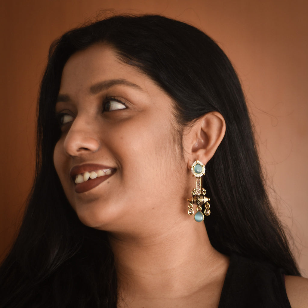 Apsara Aqua Oxidised Earrings