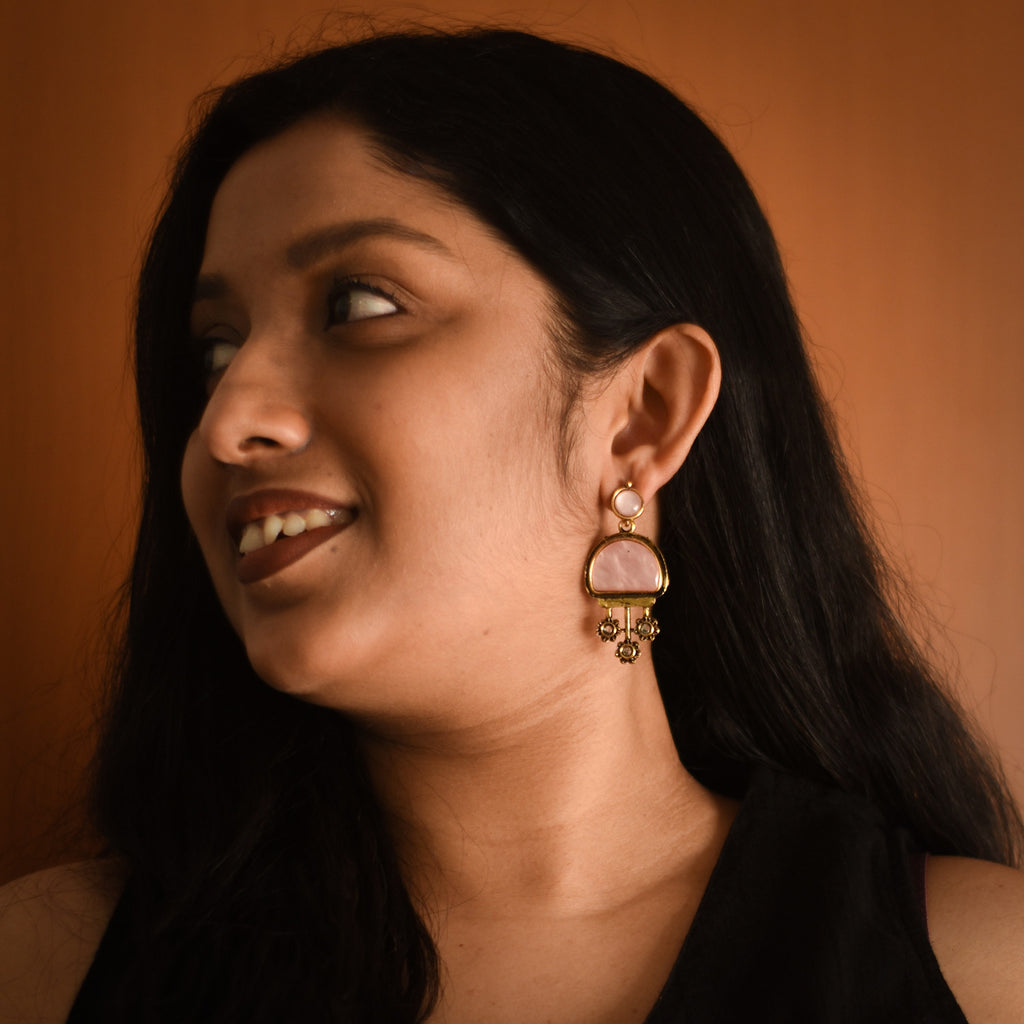 Kalpana Blush Antique Drop Earrings