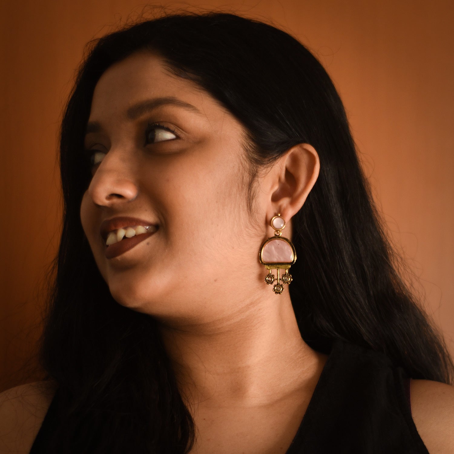 Kalpana Blush Antique Drop Earrings