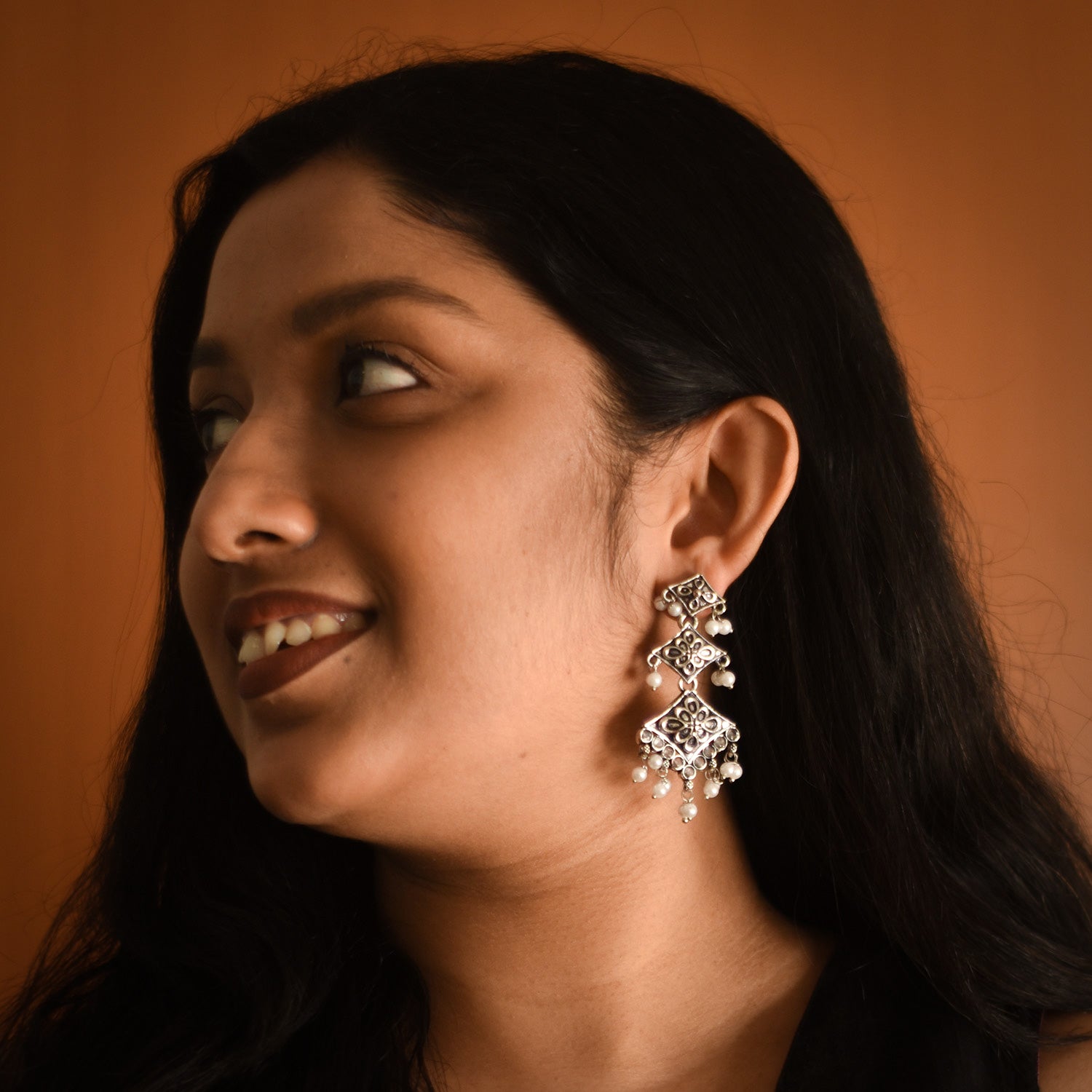 Indira Oxidised Earrings