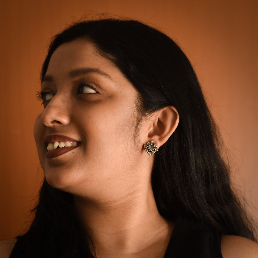 Kaushiki Grey Stud Earrings