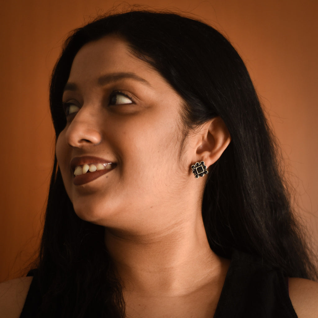 Kaushiki Black Stud Earrings