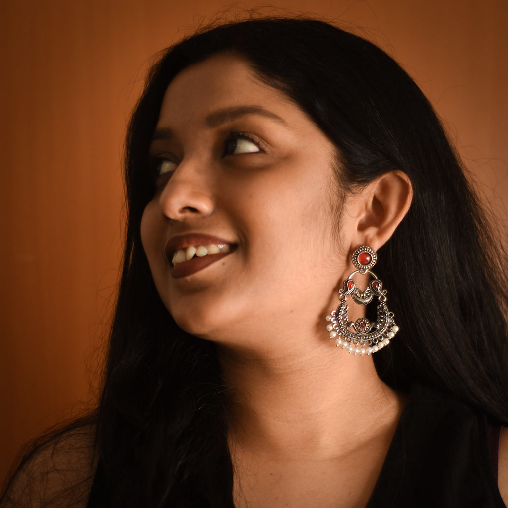 Gauri Oxidised Red Chandbalis