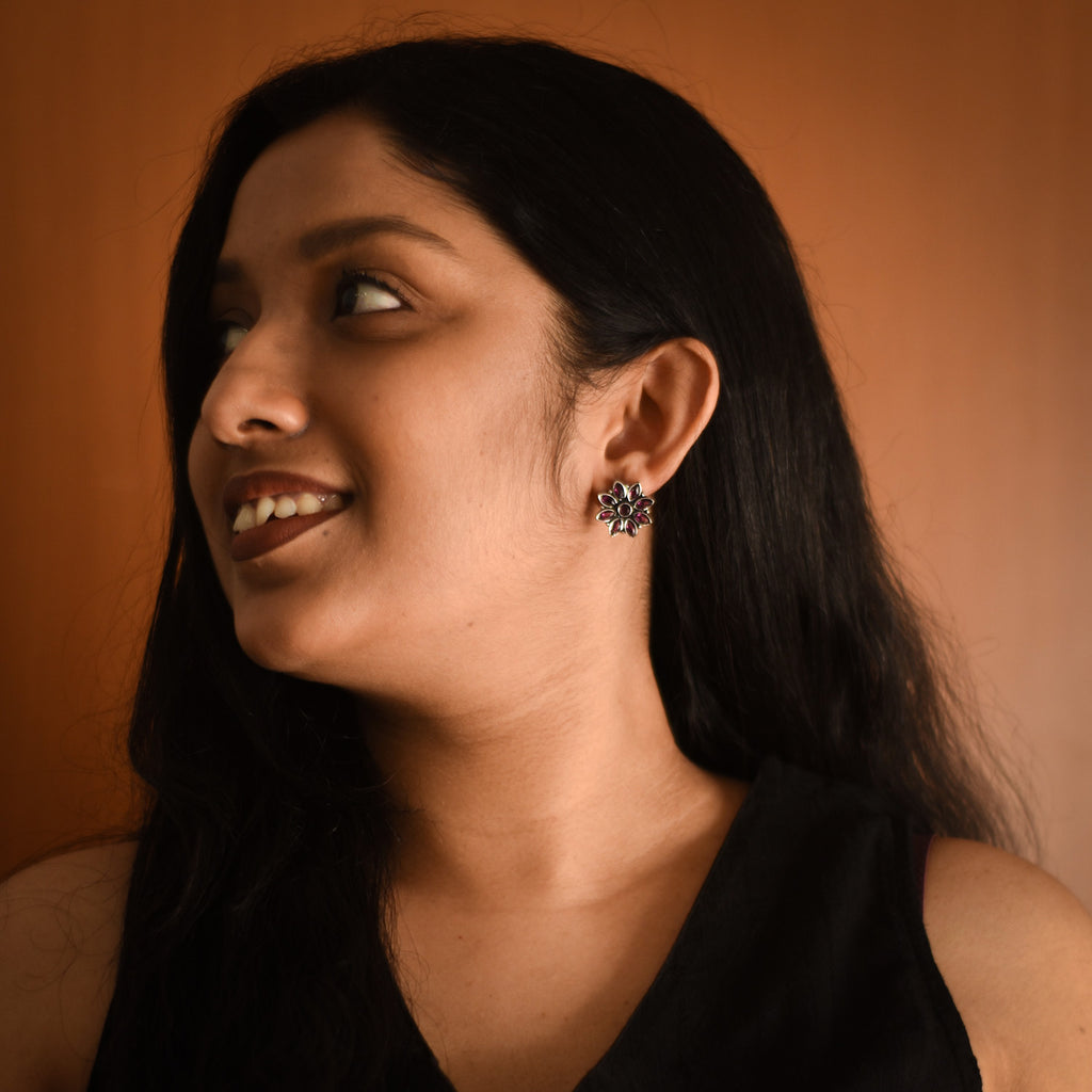Sharmila  Rose Plum Stud Earrings