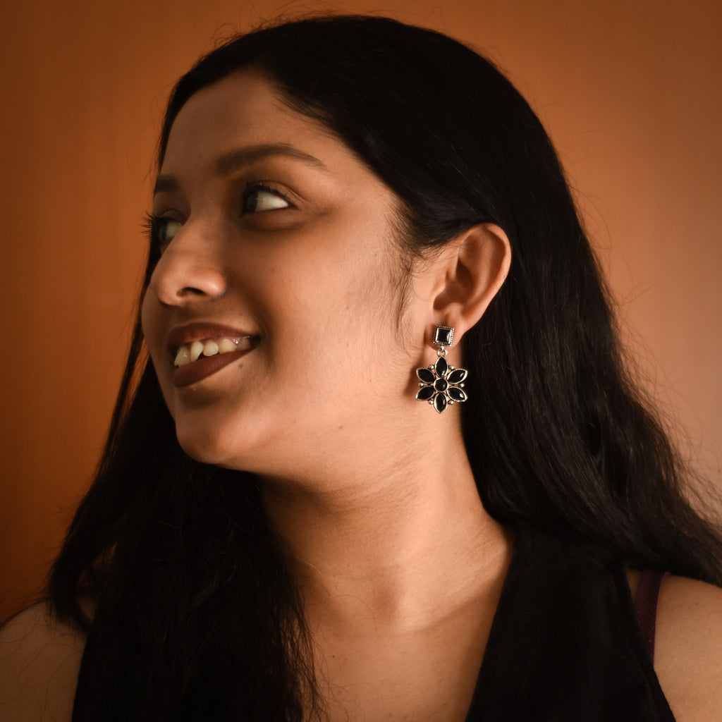 Pallavi Black Oxidised Earrings
