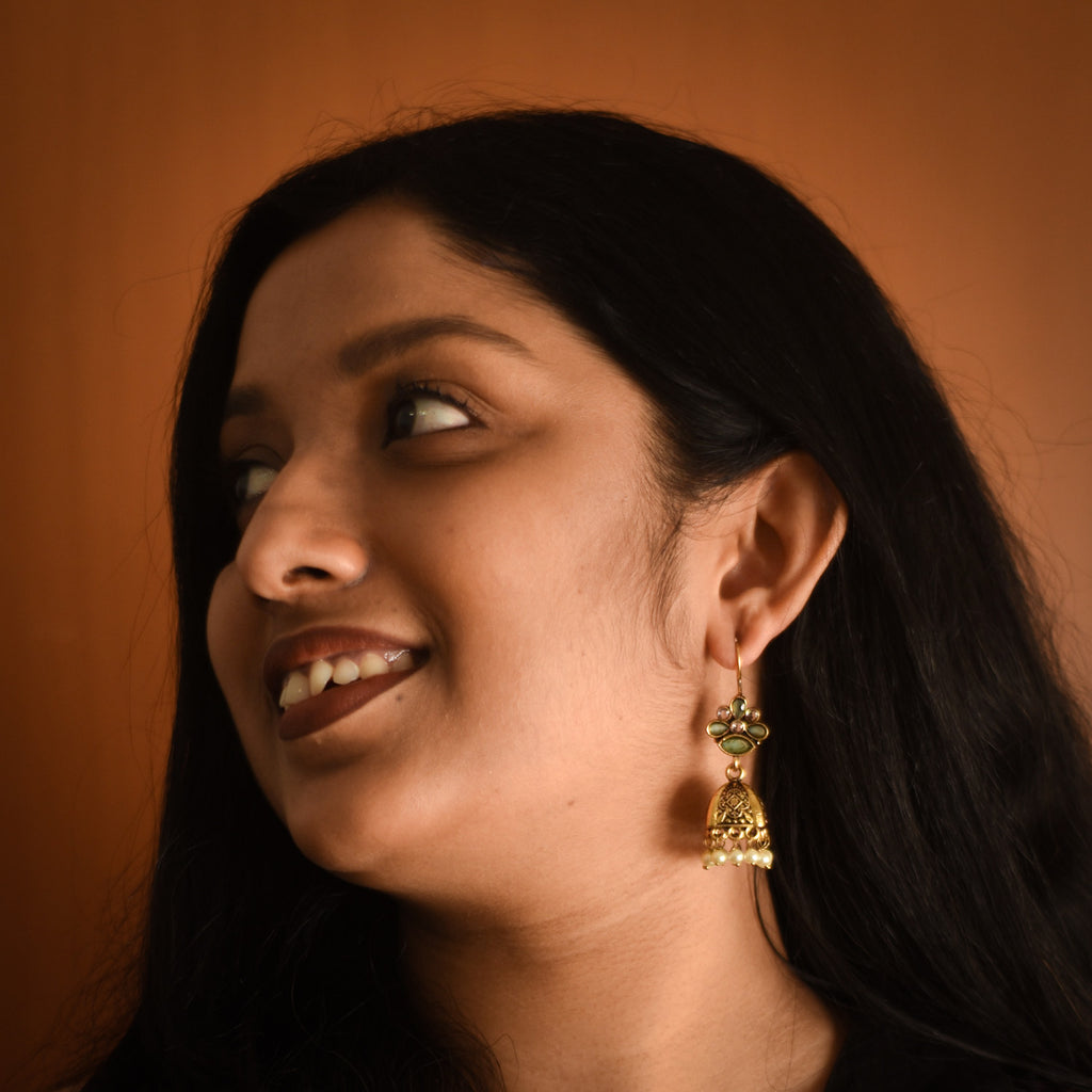 Mrinalini Light Blue Jhumka Earrings