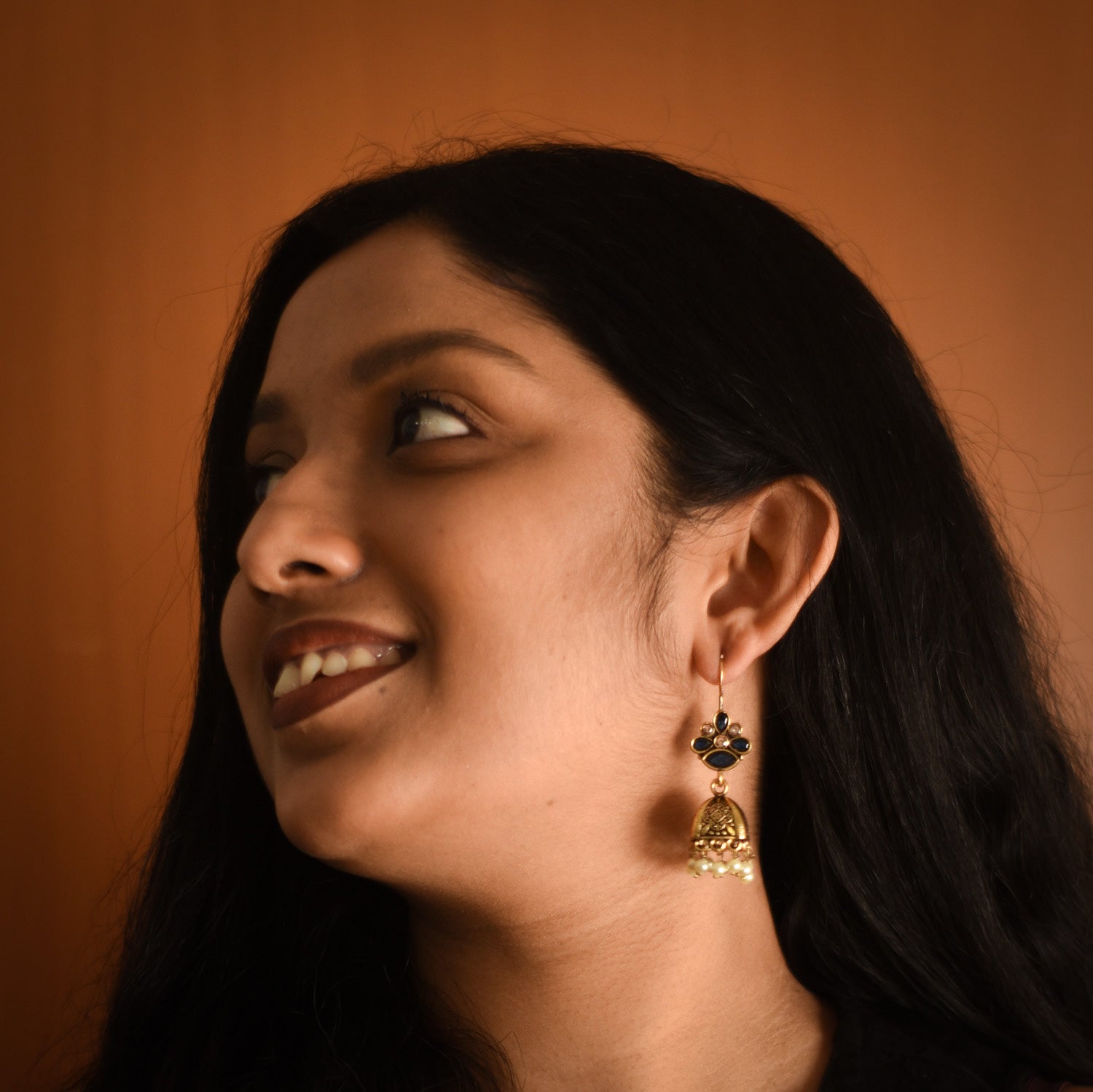 Mrinalini Blue Jhumka Earrings