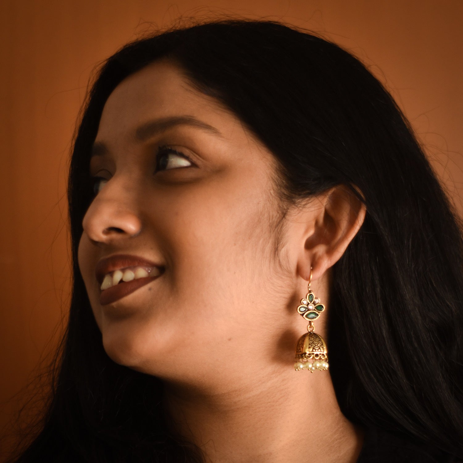 Mrinalini Green Jhumka Earrings