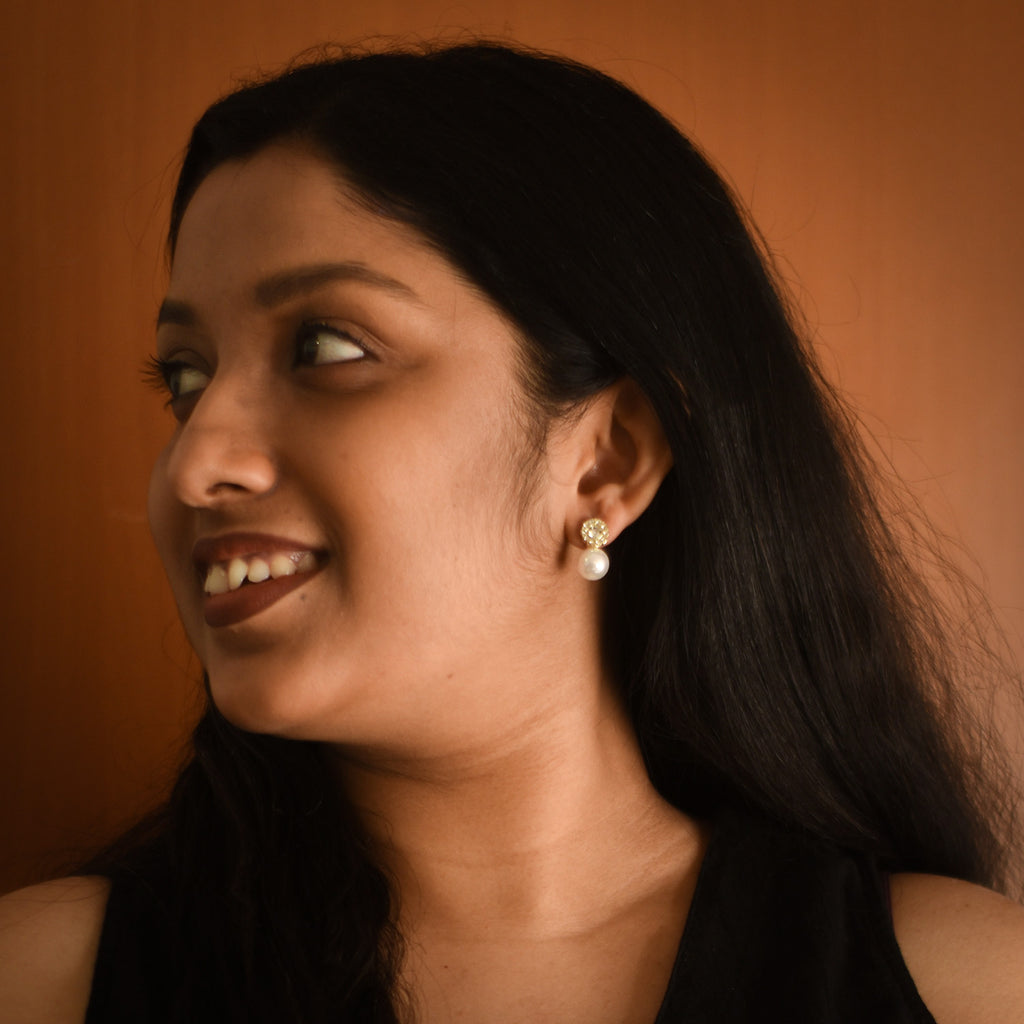 Aadhya Pearl Halo Stud Earrings