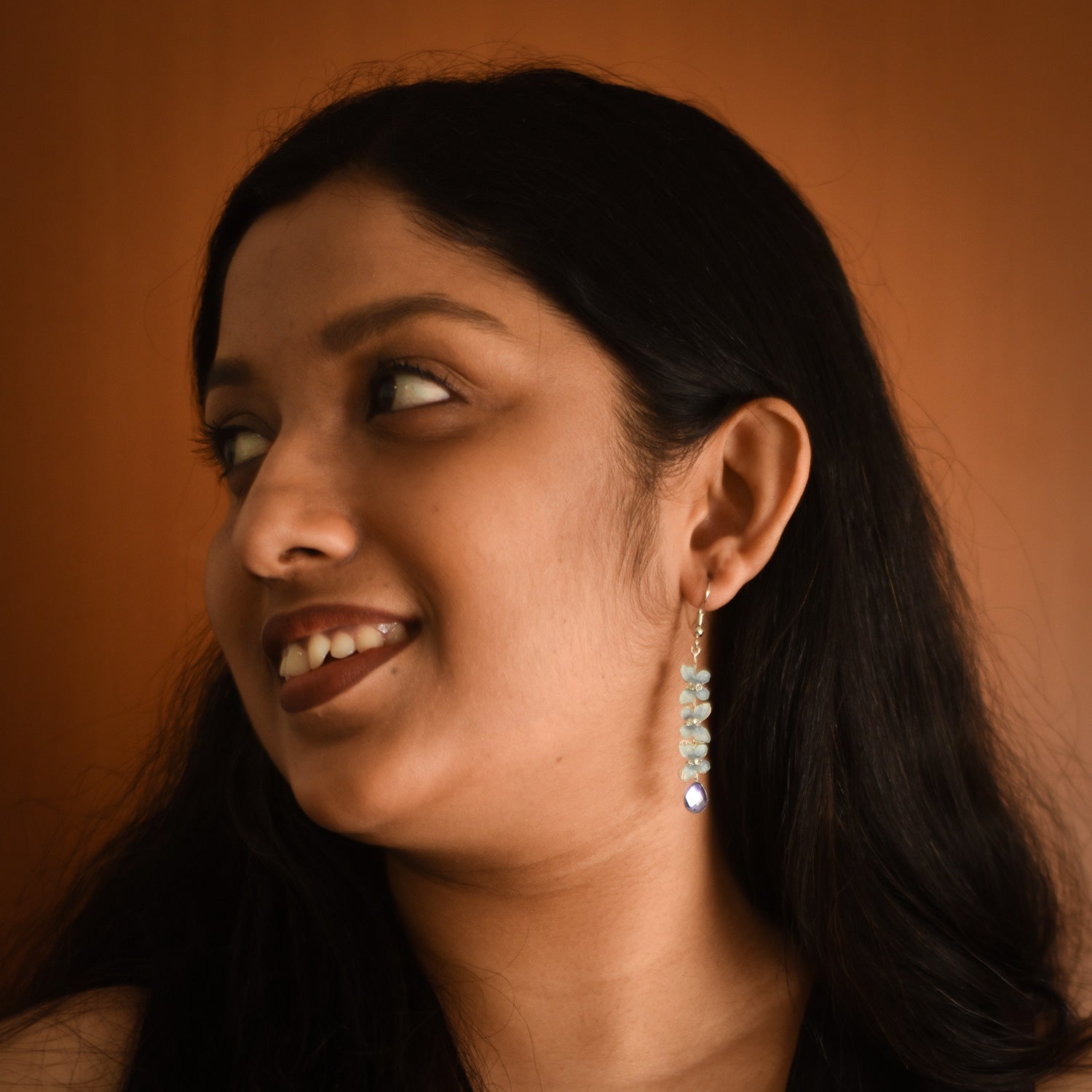 Elani Blue Blossom Drop Earrings