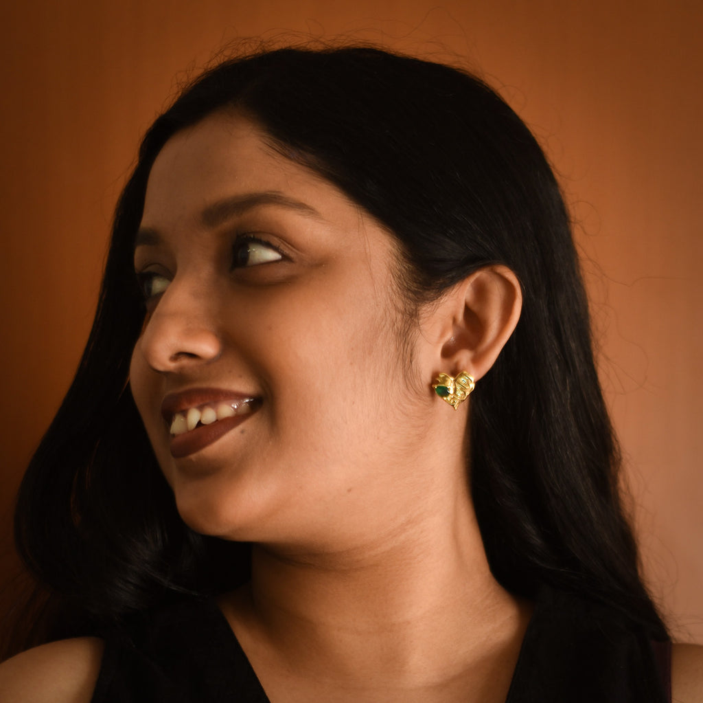 Kiva Emerald Heart Stud Earrings