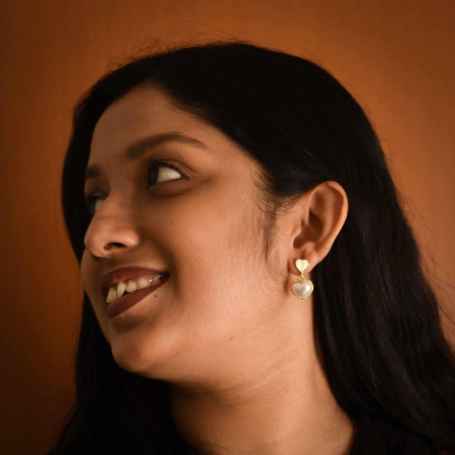 Kalyani Pearl Heart Drop Earrings