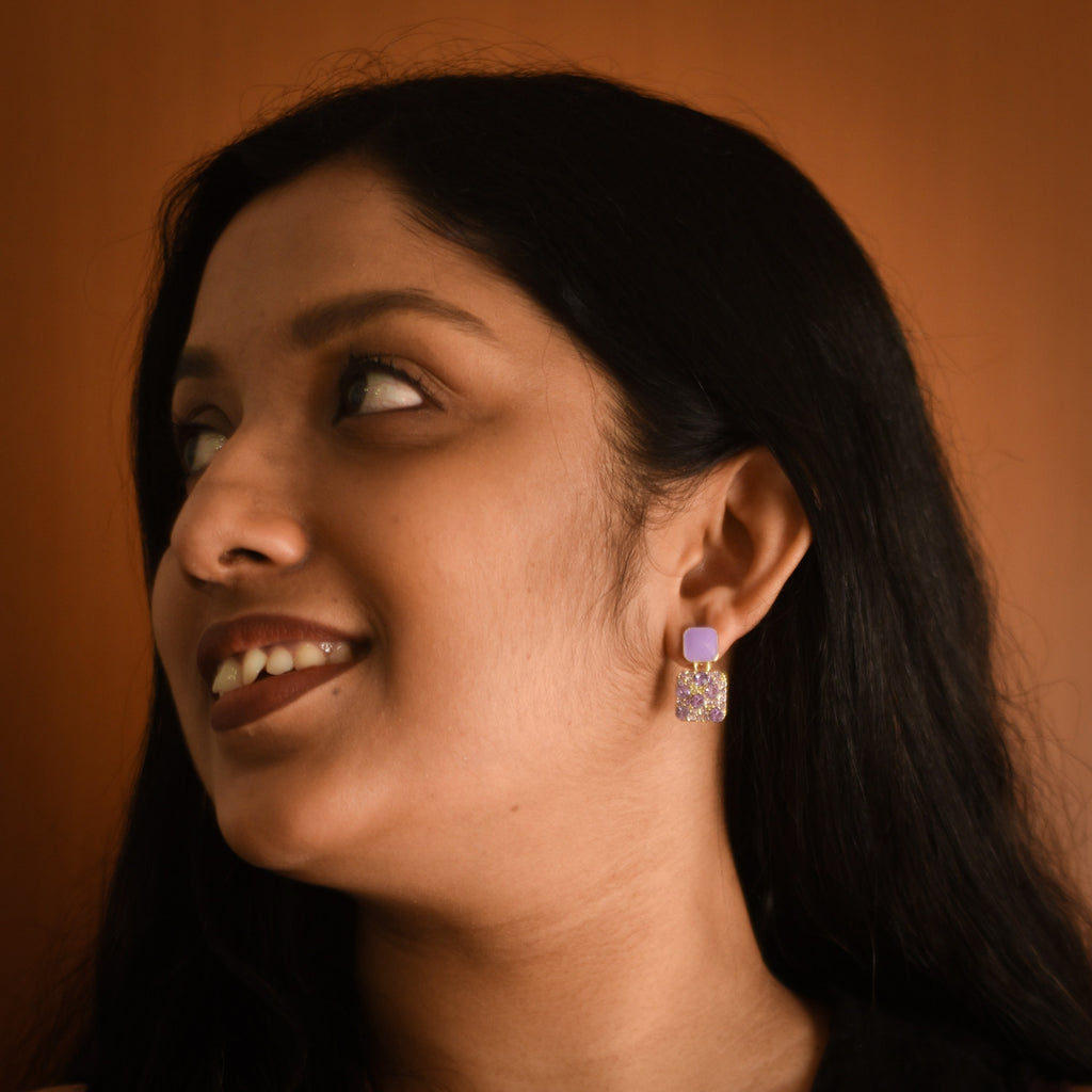 Sofia Lavender Square Drop Earrings