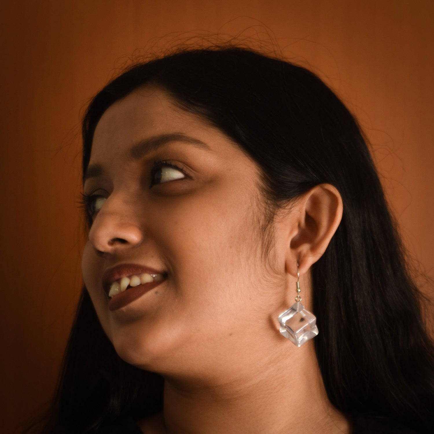 Astra Clear Cube Drop Earrings