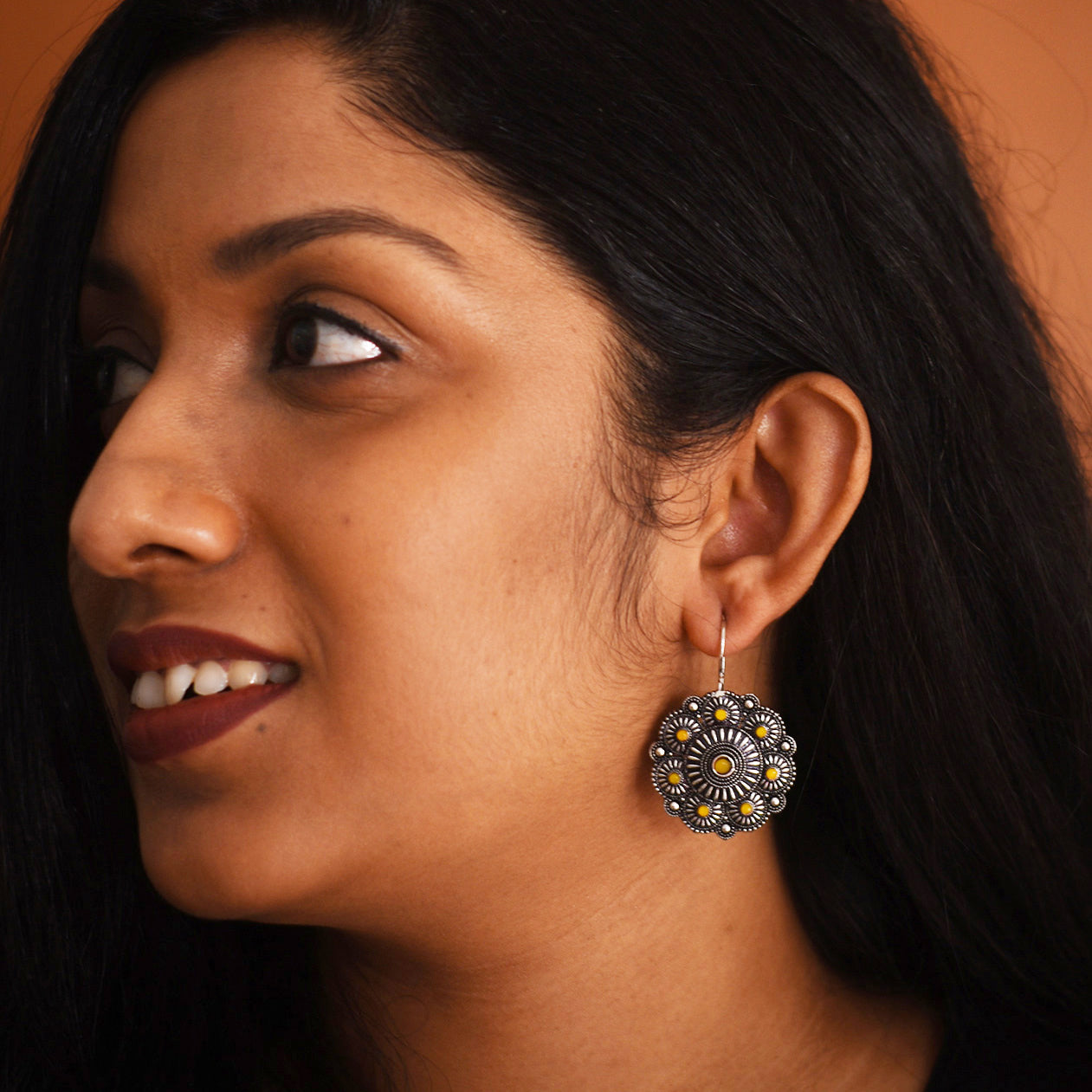 Tavisha Yellow Bloom Oxidised Earrings