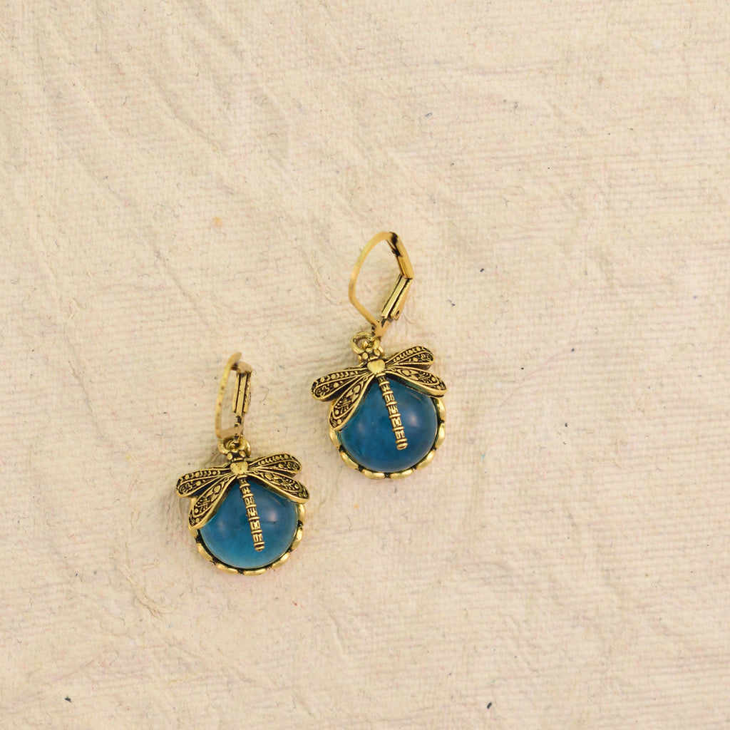 Iris Dragonfly Charm Earrings