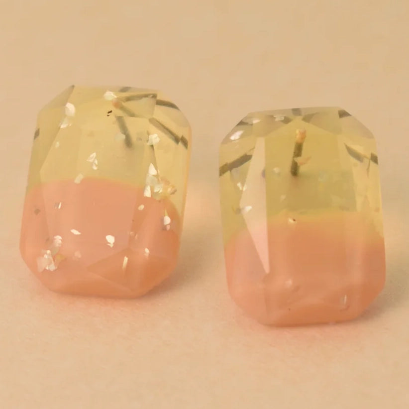 Lumi Peach & Lime Crystal Stud Earrings
