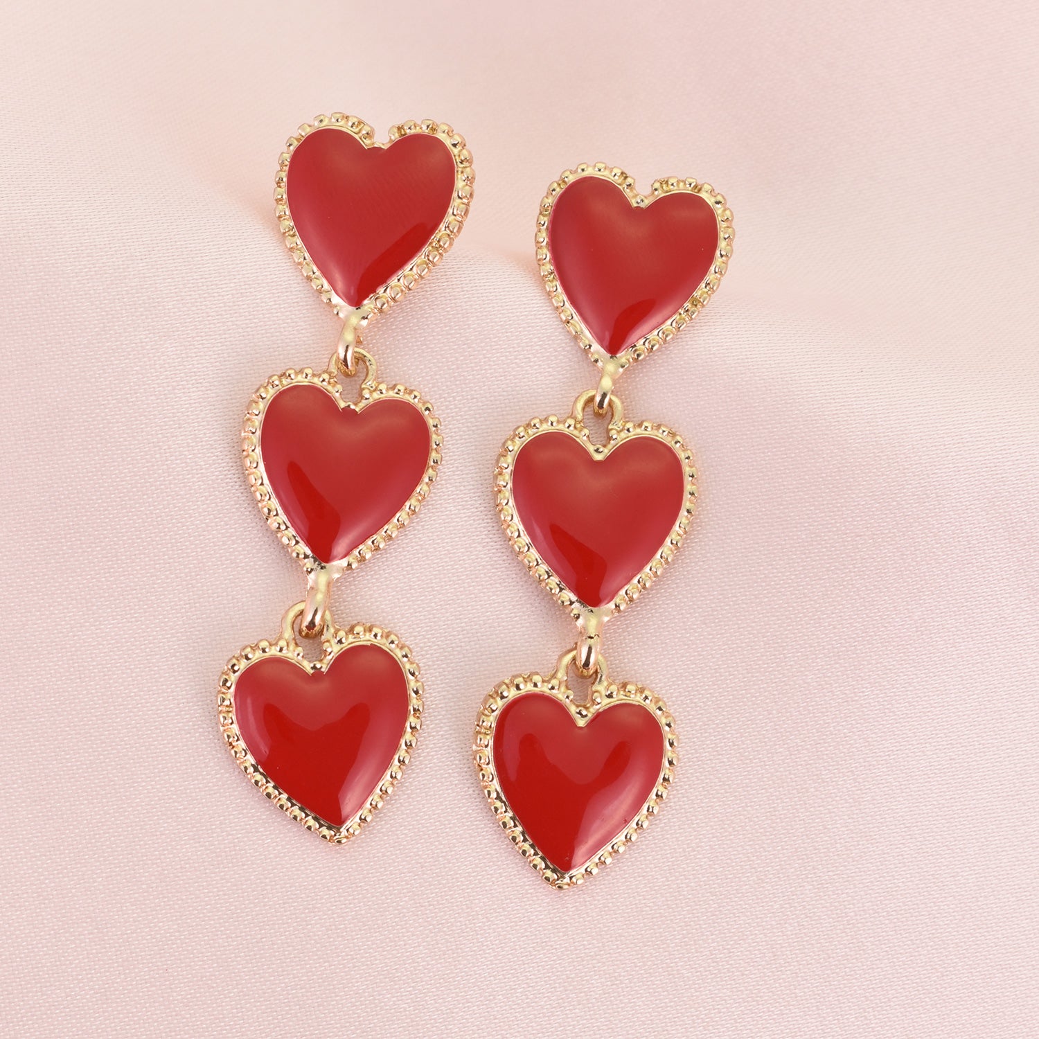 Scarlet Hearts Drop Earrings