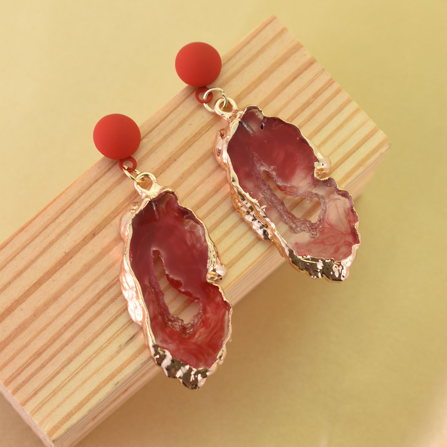 Autumn Crimson Stone Drop Earrings