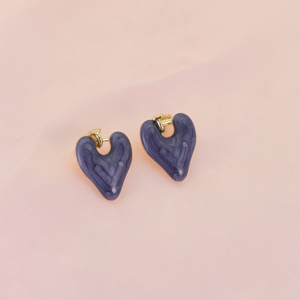 Iris Blue Heart Stud Earrings