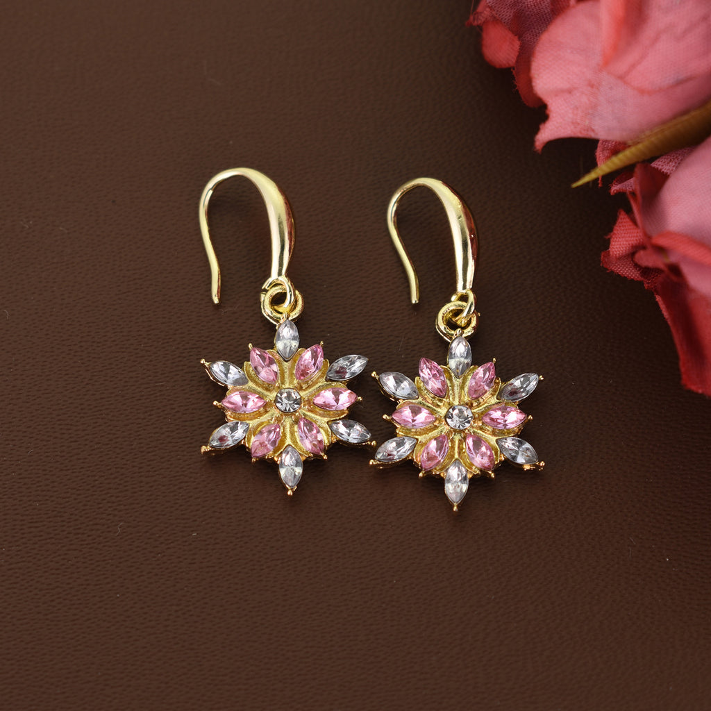 Pink Blossom Crystal Drop Earrings