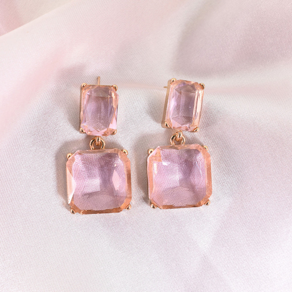 Aria Blush Square Drop Earrings