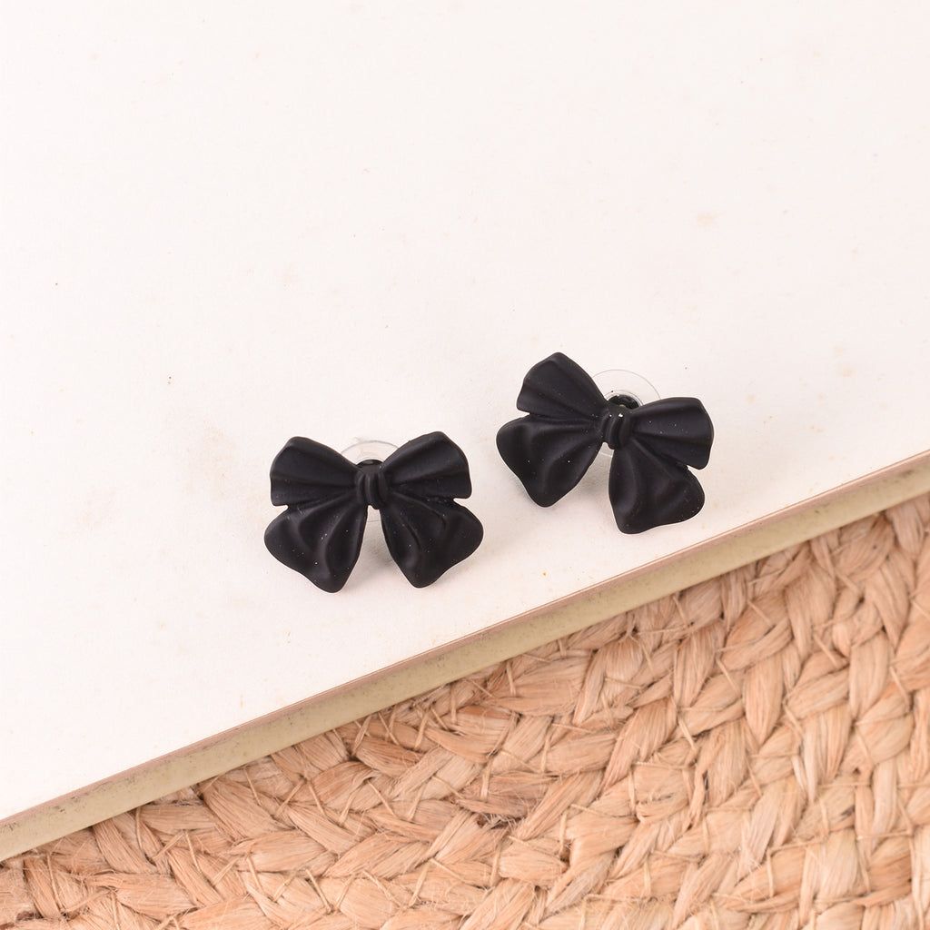 Noir Bow Stud Earrings