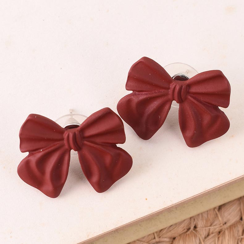 Ruby Bow Stud Earrings