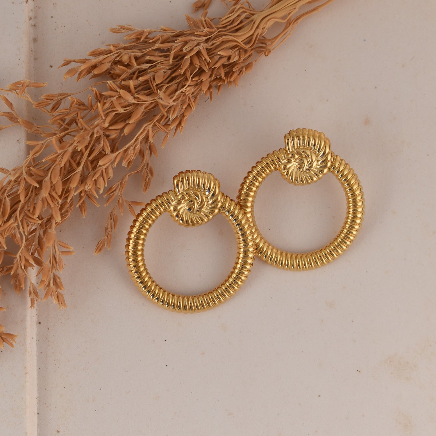 Aurelia Rope Circle Gold Earrings