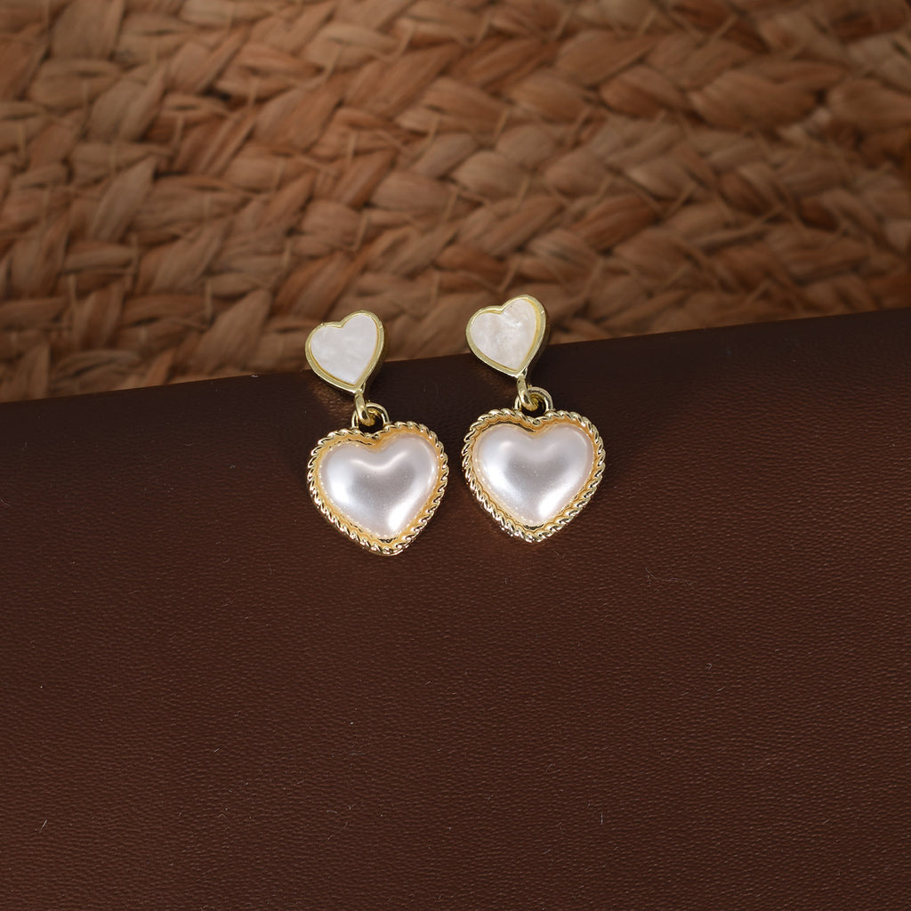 Kalyani Pearl Heart Drop Earrings