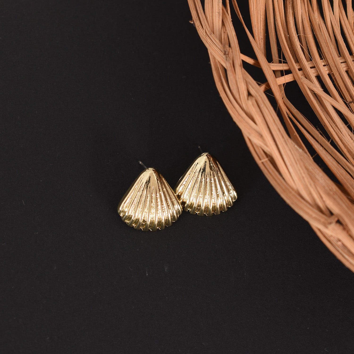 Zena Gold Shell Stud Earrings