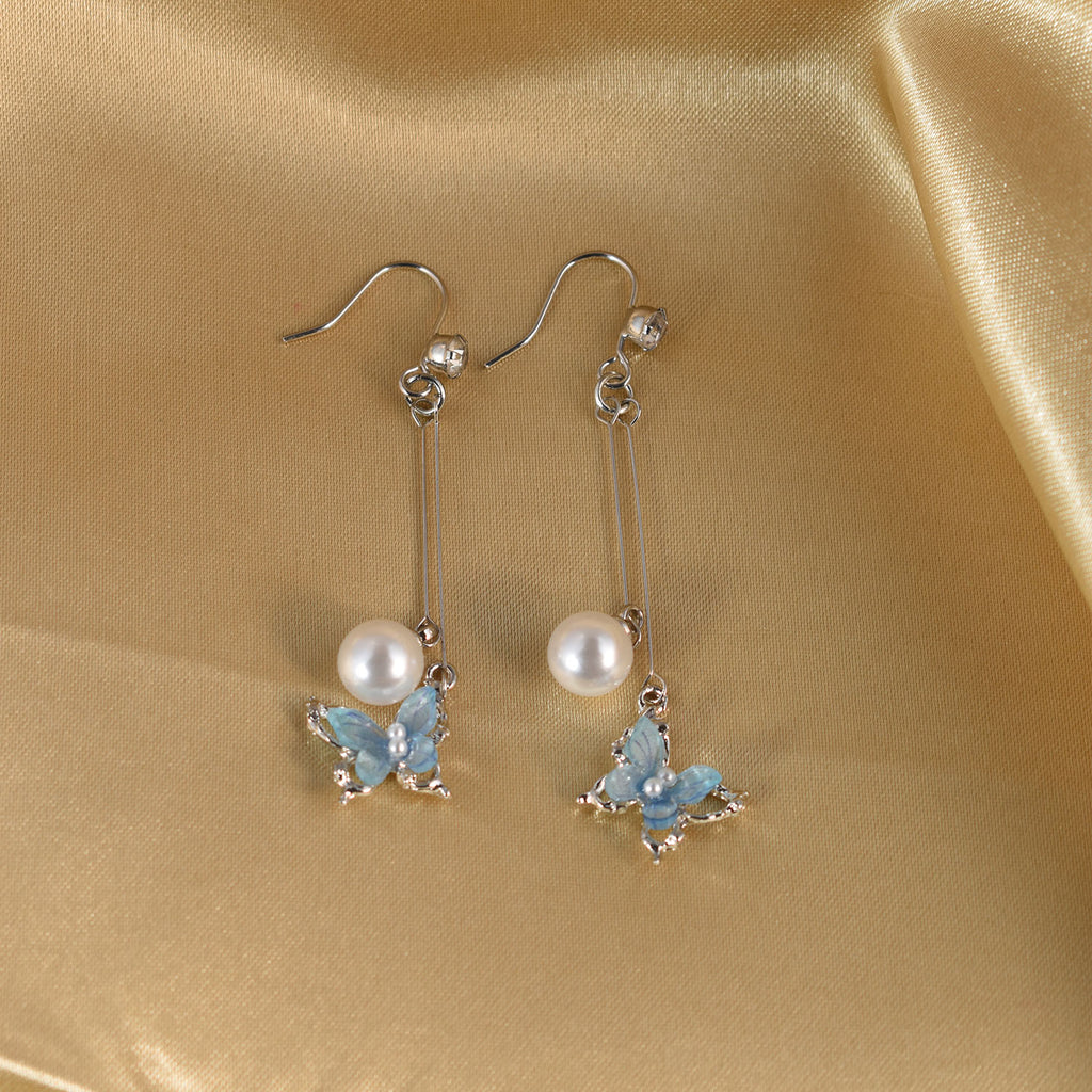 Solana Butterfly Pearl Drop Earrings