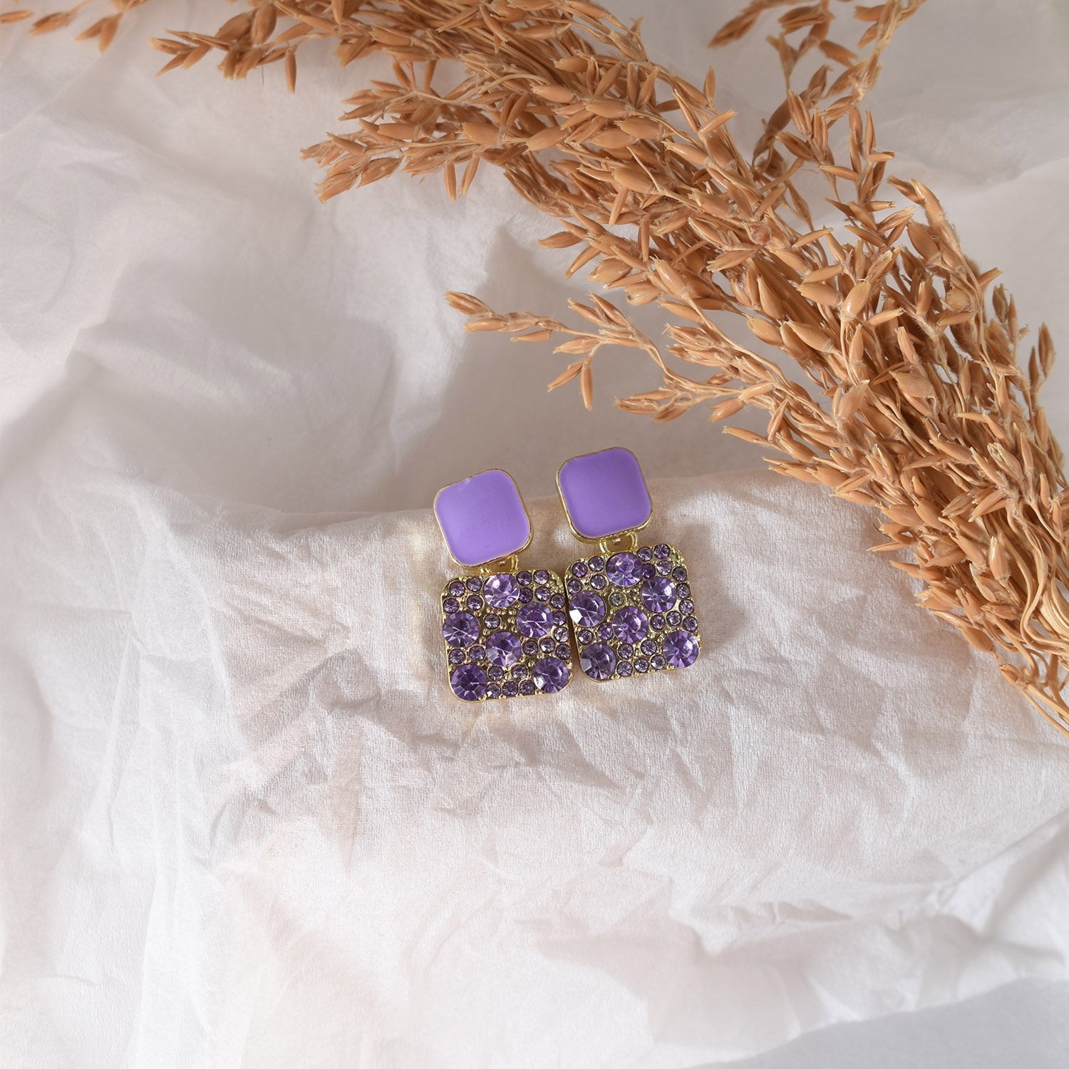 Sofia Lavender Square Drop Earrings