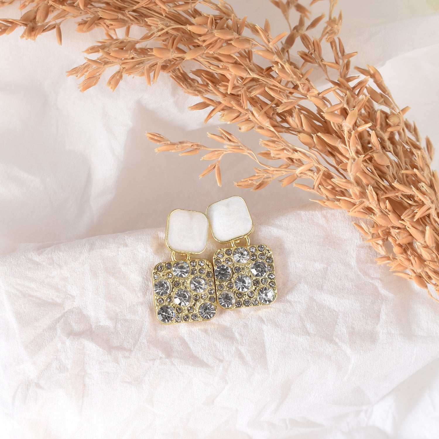Sofia White Square Drop Earrings