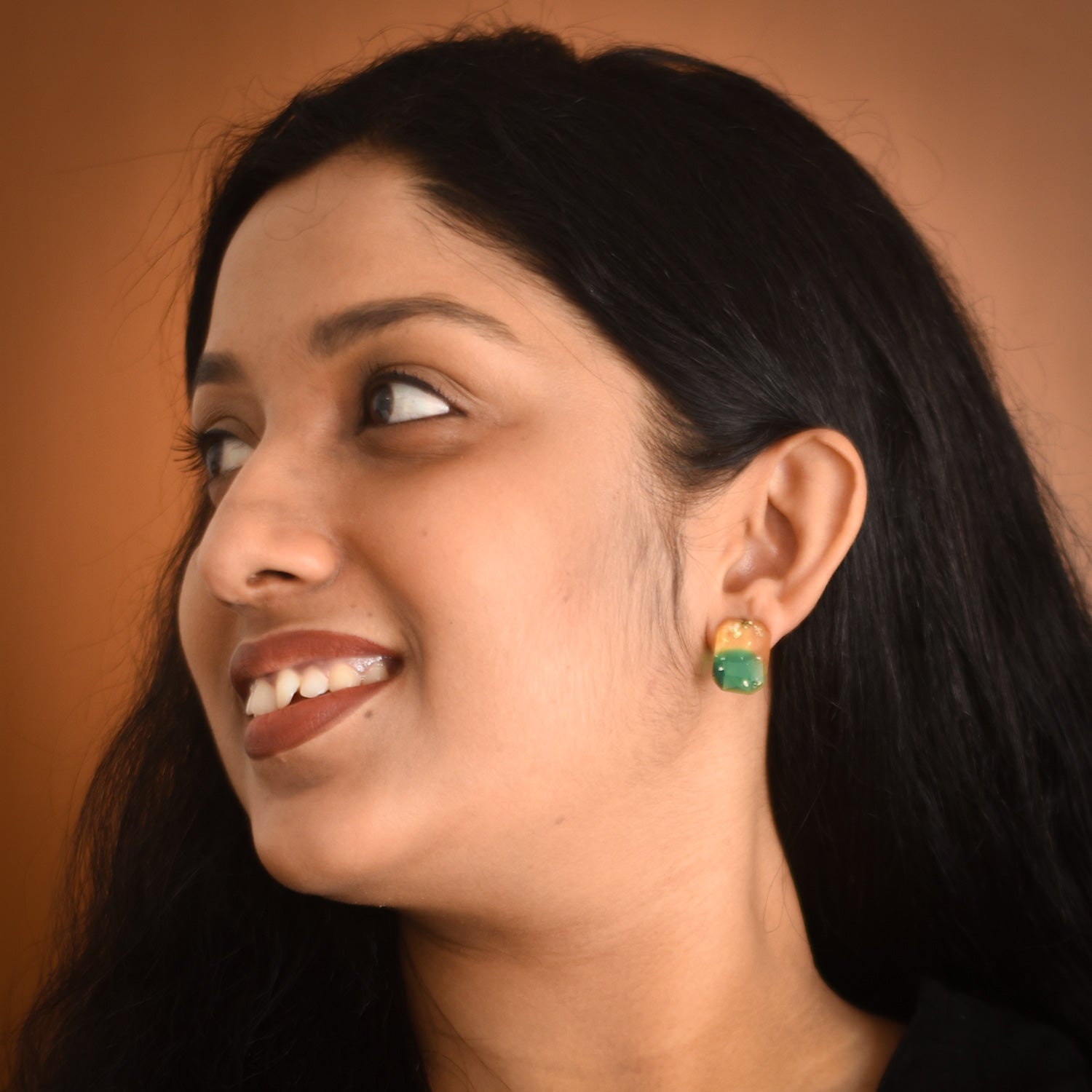 Verdant Glow Geometric Studs