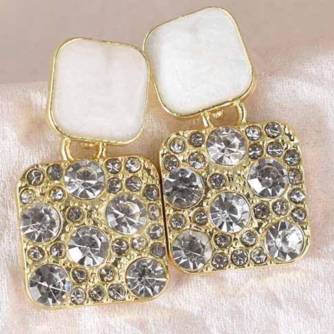 Sofia White Square Drop Earrings