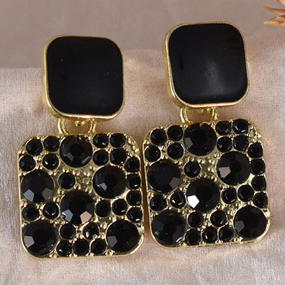 Sofia Black Square Drop Earrings