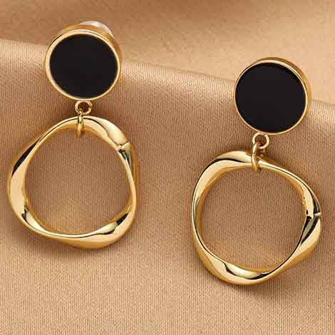 Ava Black Loop Earrings