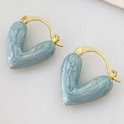Elvira Blue Heart Hoop Earrings