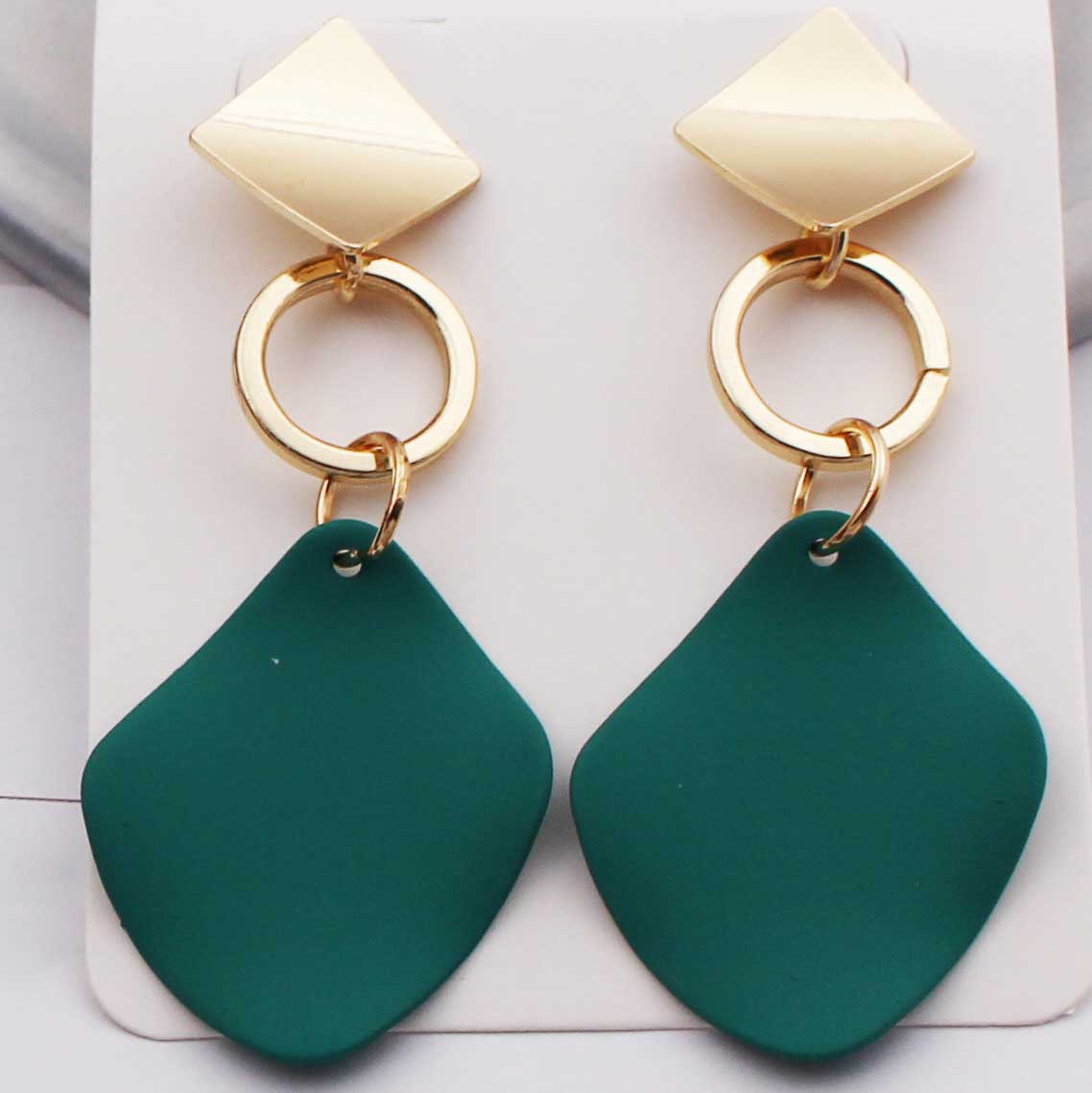 Stella Green Geometric Drop Earrings