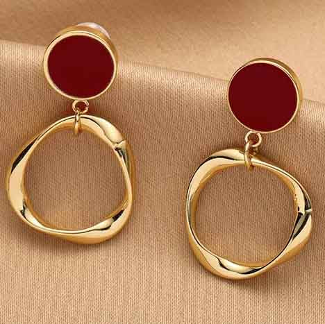 Ava Red Loop Earrings