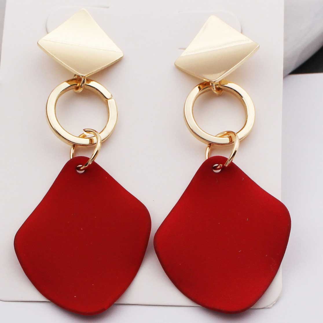 Stella Red Geometric Drop Earrings