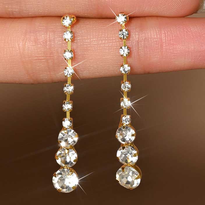 Celeste Crystal Drop Gold Earrings