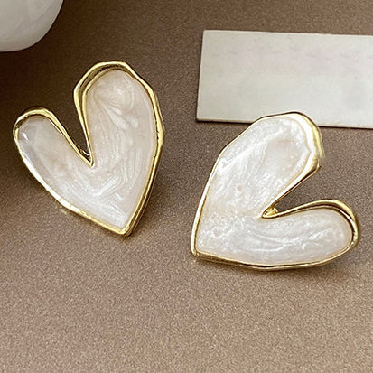 Elena Pearl White Heart Studs